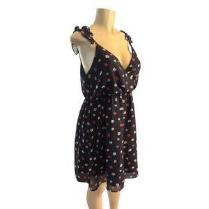 Women 8 Madewell Ruffle-Strap Wrap Dress Confetti Kimono Floral Deep Indigo